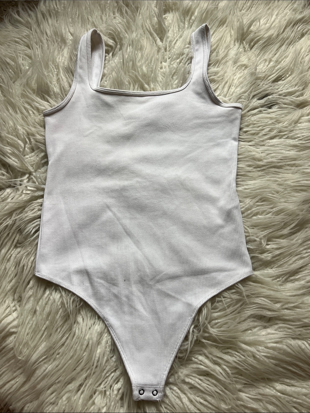 Abercrombie & Fitch White Ribbed Tank Top Bodysuit
